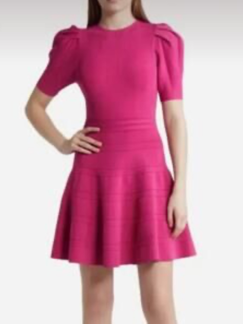 Ted Baker London Velvey Puff-Sleeve Dress In Fuchsia